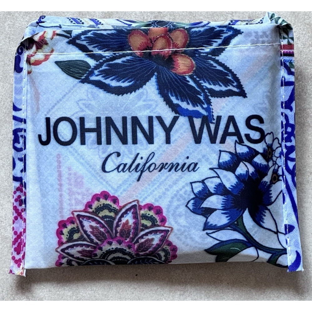 JOHNNY WAS Tote/Bag Floral Print Shopper Inside Pocket Silky Nylon Multi NEW